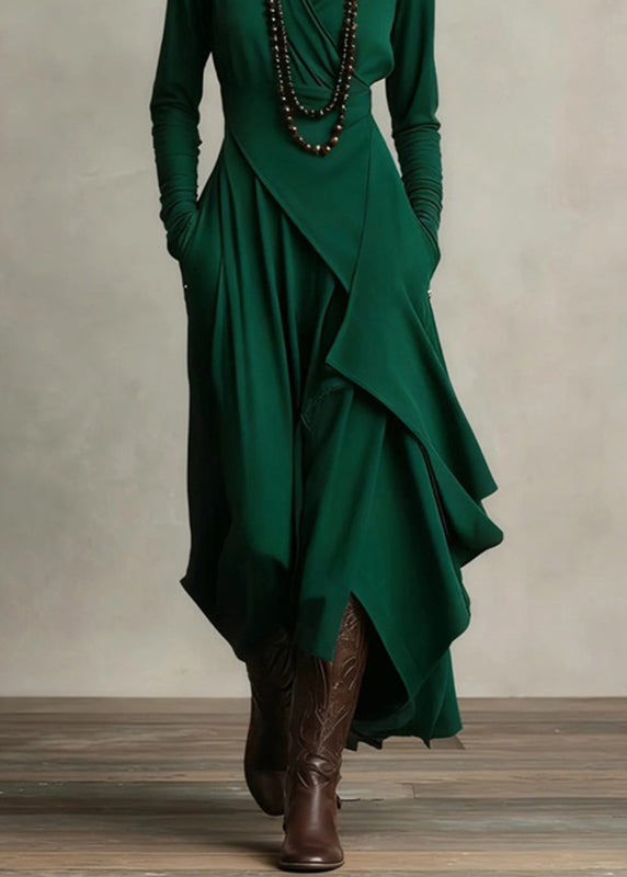 Women's Maxi Dress Turtleneck Patchwork Style 3