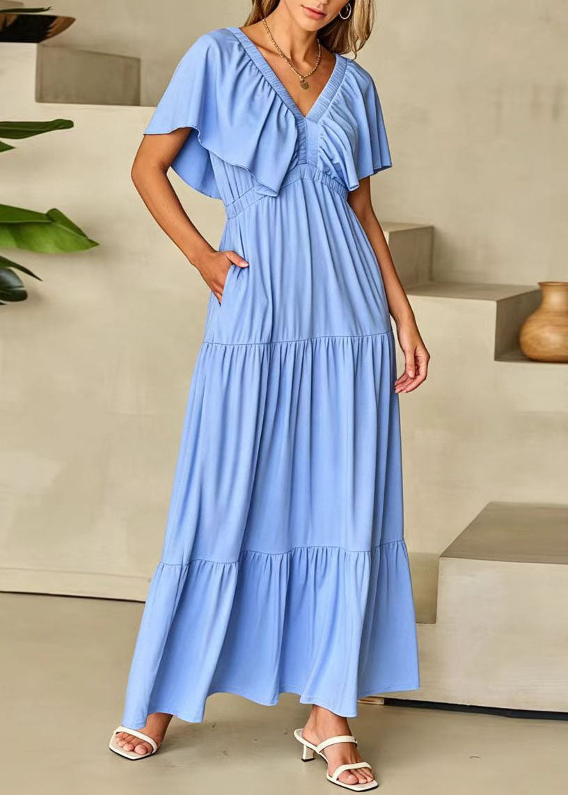 Women's Maxi Dress V Neck High Waist Summer Style 1