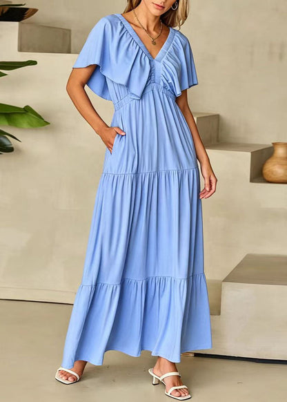 Women's Maxi Dress V Neck High Waist Summer Style 1