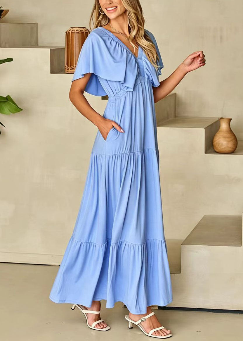 Women's Maxi Dress V Neck High Waist Summer Style 2