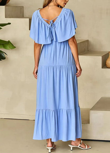 Women's Maxi Dress V Neck High Waist Summer Style 4