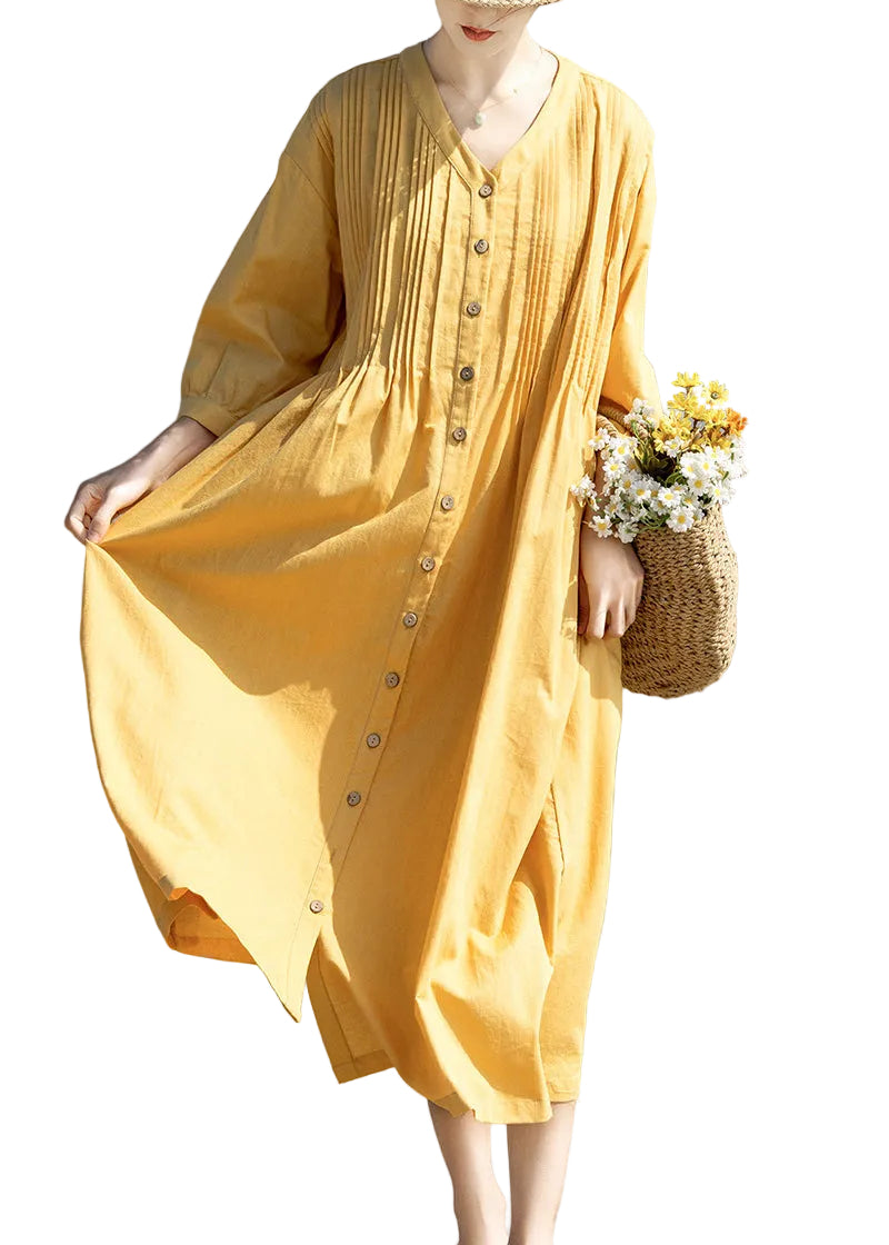 Women's Maxi Dress V Neck Loose Fit Three Quarter Sleeve 0