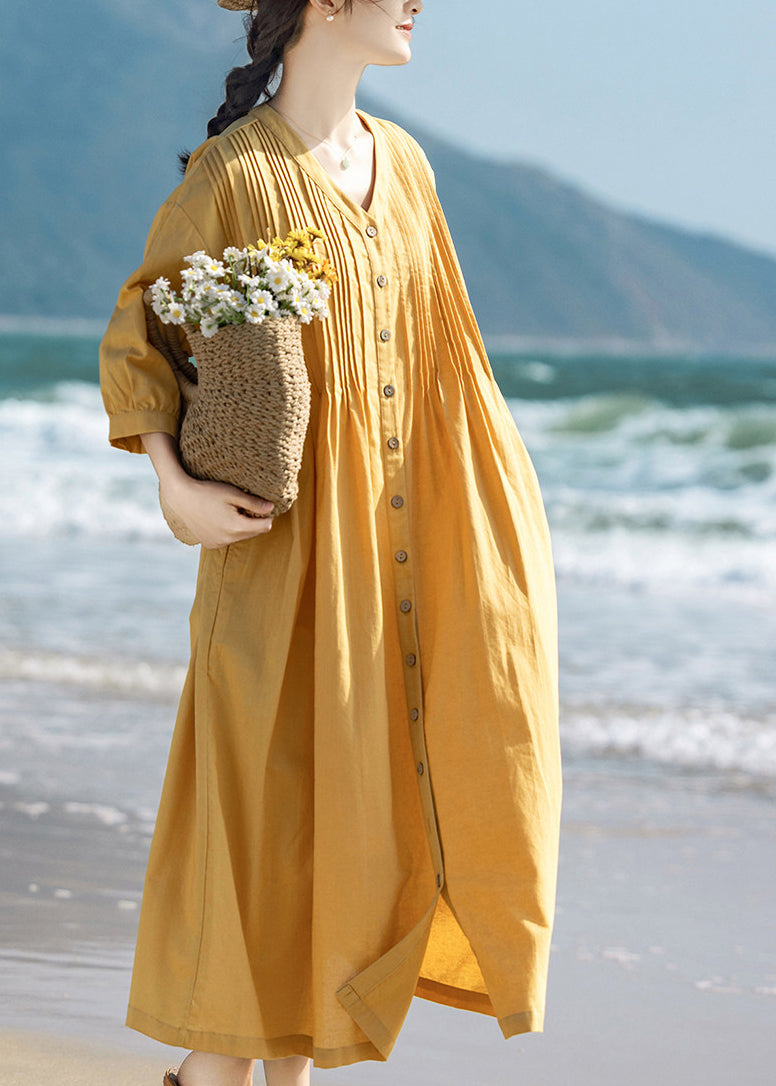 Women's Maxi Dress V Neck Loose Fit Three Quarter Sleeve 1