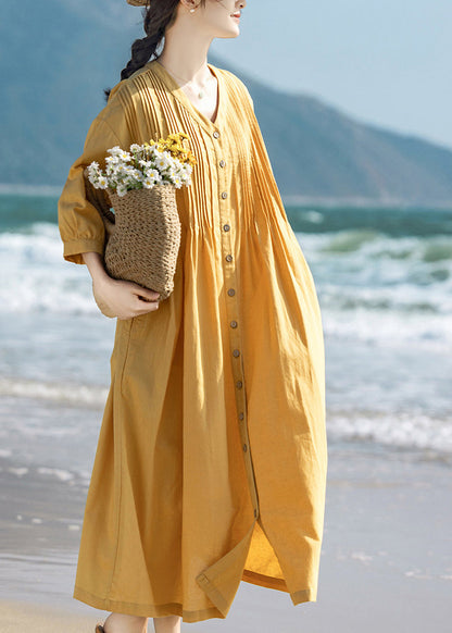 Women's Maxi Dress V Neck Loose Fit Three Quarter Sleeve 1