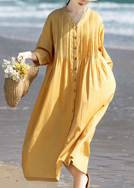 Women's Maxi Dress V Neck Loose Fit Three Quarter Sleeve 2