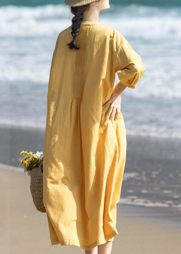 Women's Maxi Dress V Neck Loose Fit Three Quarter Sleeve 3