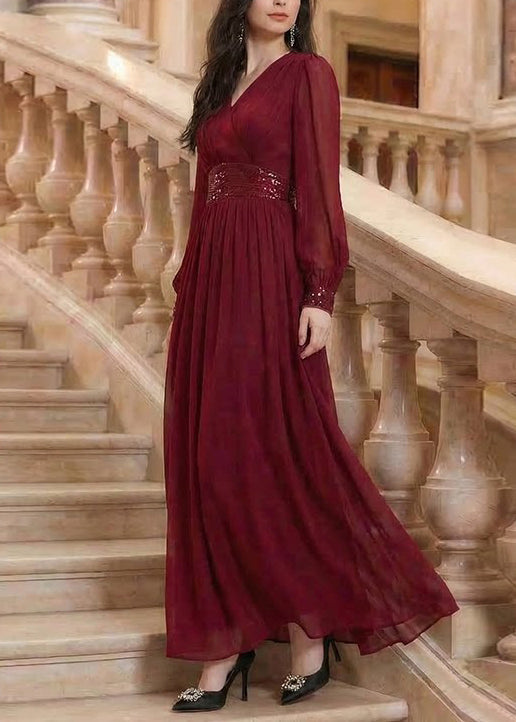 Women's Maxi Dress V Neck Patchwork Sequins Summer Style 2
