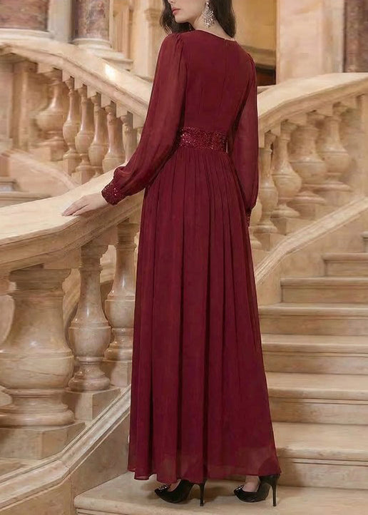 Women's Maxi Dress V Neck Patchwork Sequins Summer Style 3
