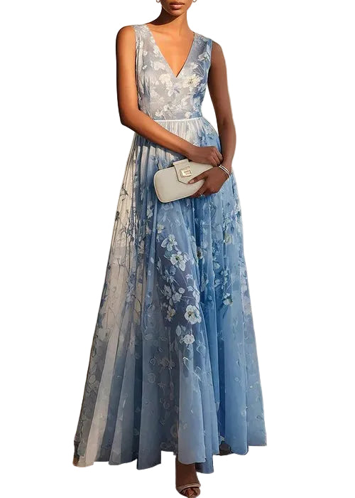 Women's Maxi Dress V Neck Patchwork Sleeveless 0