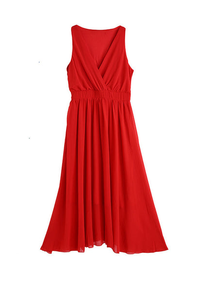Women's Maxi Dress V Neck Patchwork Sleeveless 4