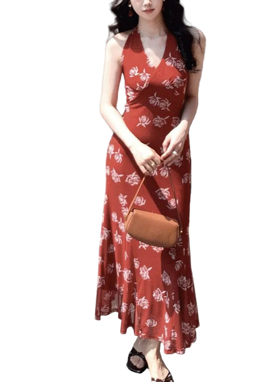 Women's Maxi Dress V Neck Patchwork Tulle Summer Style 0