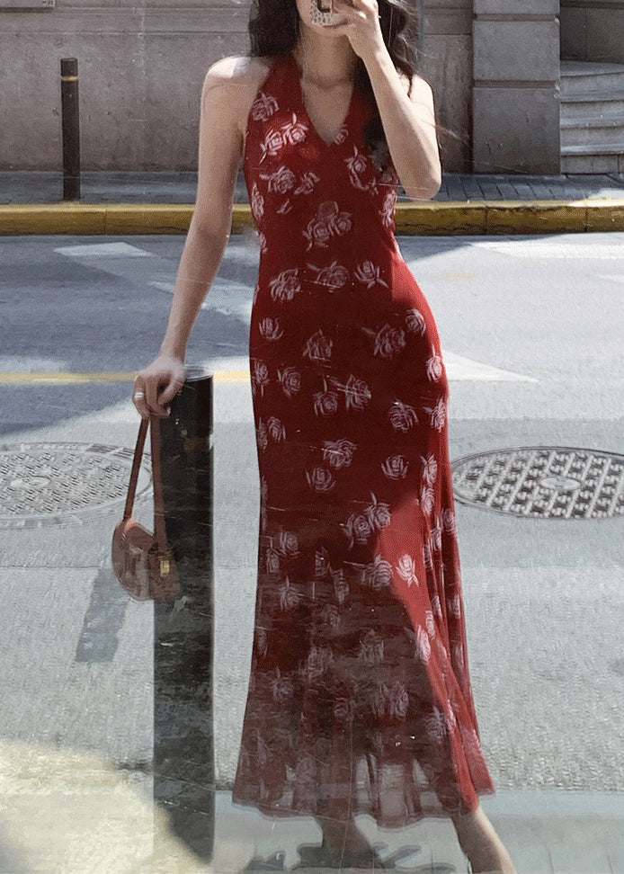 Women's Maxi Dress V Neck Patchwork Tulle Summer Style 1