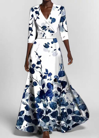 Women's Maxi Dress V Neck Printed Half Sleeve 2