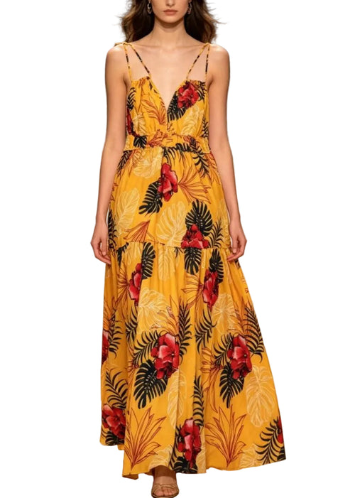 Women's Maxi Dress V Neck Printed Spaghetti Strap Sundress 0