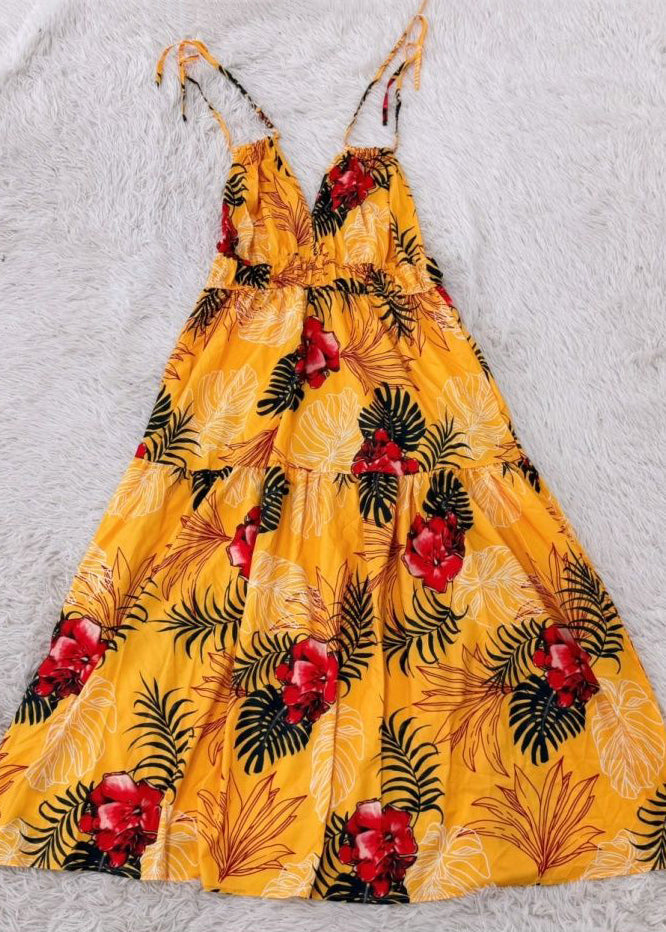 Women's Maxi Dress V Neck Printed Spaghetti Strap Sundress 1
