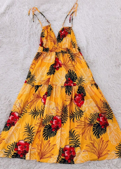 Women's Maxi Dress V Neck Printed Spaghetti Strap Sundress 1