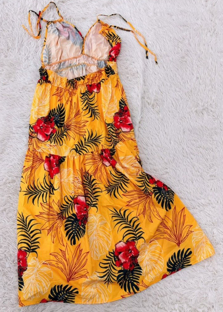 Women's Maxi Dress V Neck Printed Spaghetti Strap Sundress 3