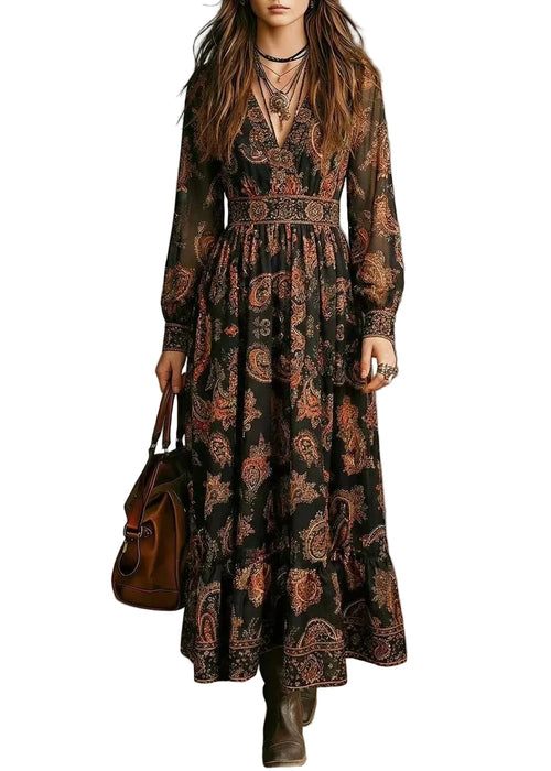 Women's Maxi Dress V Neck Printed Vacation Style 0