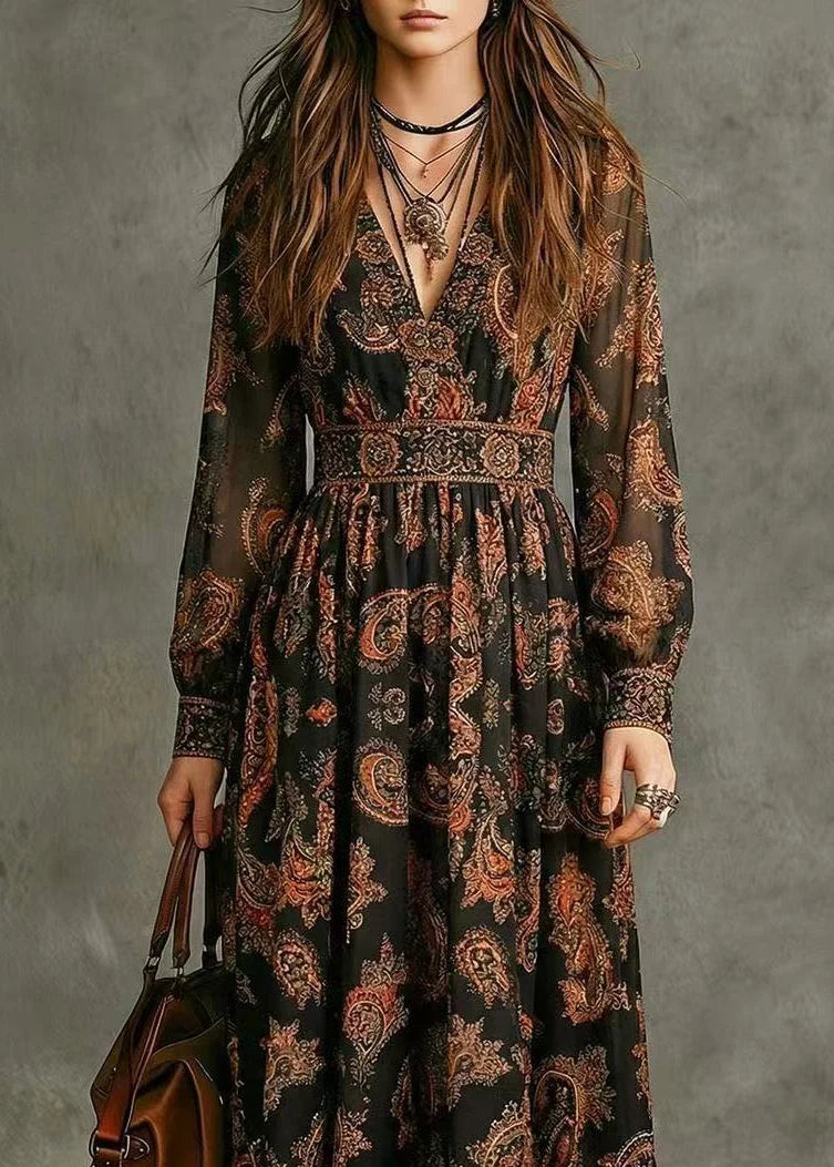 Women's Maxi Dress V Neck Printed Vacation Style 1