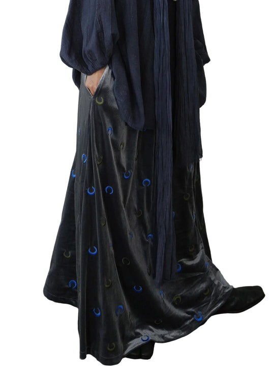 Women's Maxi Skirt Embroidered High Waist Loose Fit 0