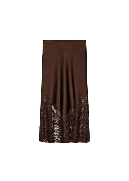 Women's Maxi Skirt Fitted Side Open Lace Patchwork 3