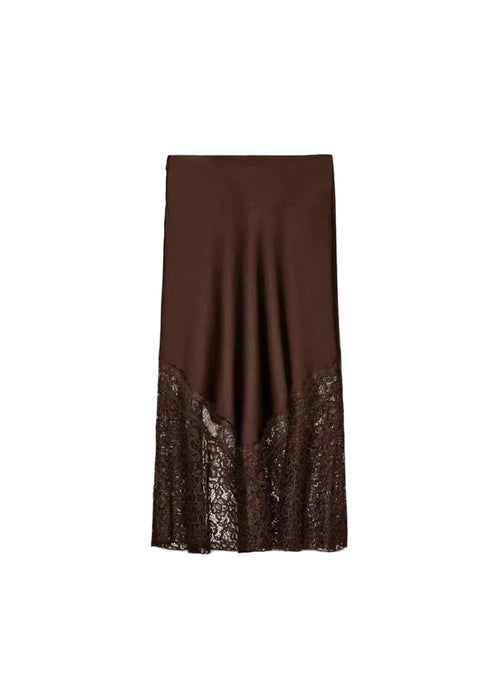 Women's Maxi Skirt Fitted Side Open Lace Patchwork 3