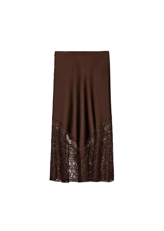 Women's Maxi Skirt Fitted Side Open Lace Patchwork 3