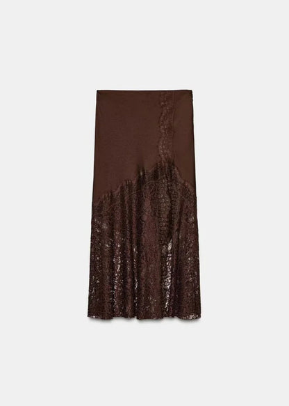 Women's Maxi Skirt Fitted Side Open Lace Patchwork 4