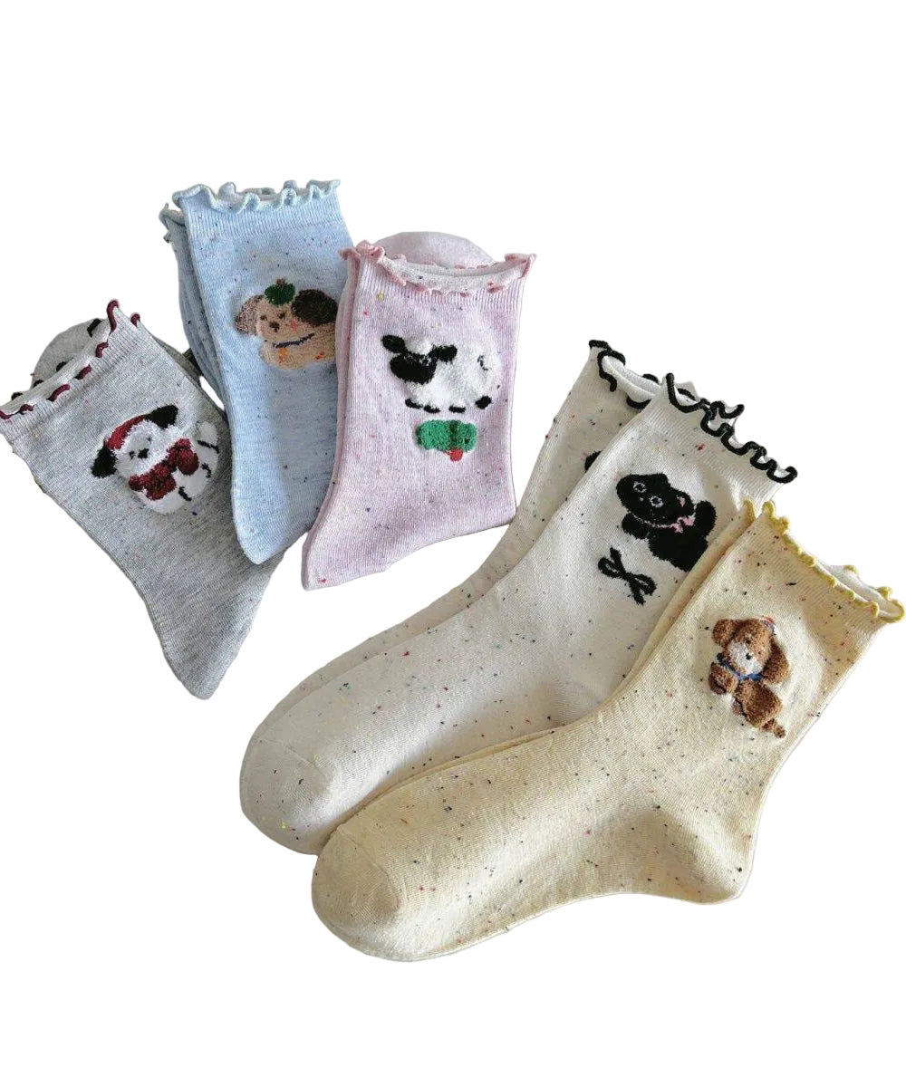 Women's Mid-Calf Socks Cartoon Mushroom Design 4