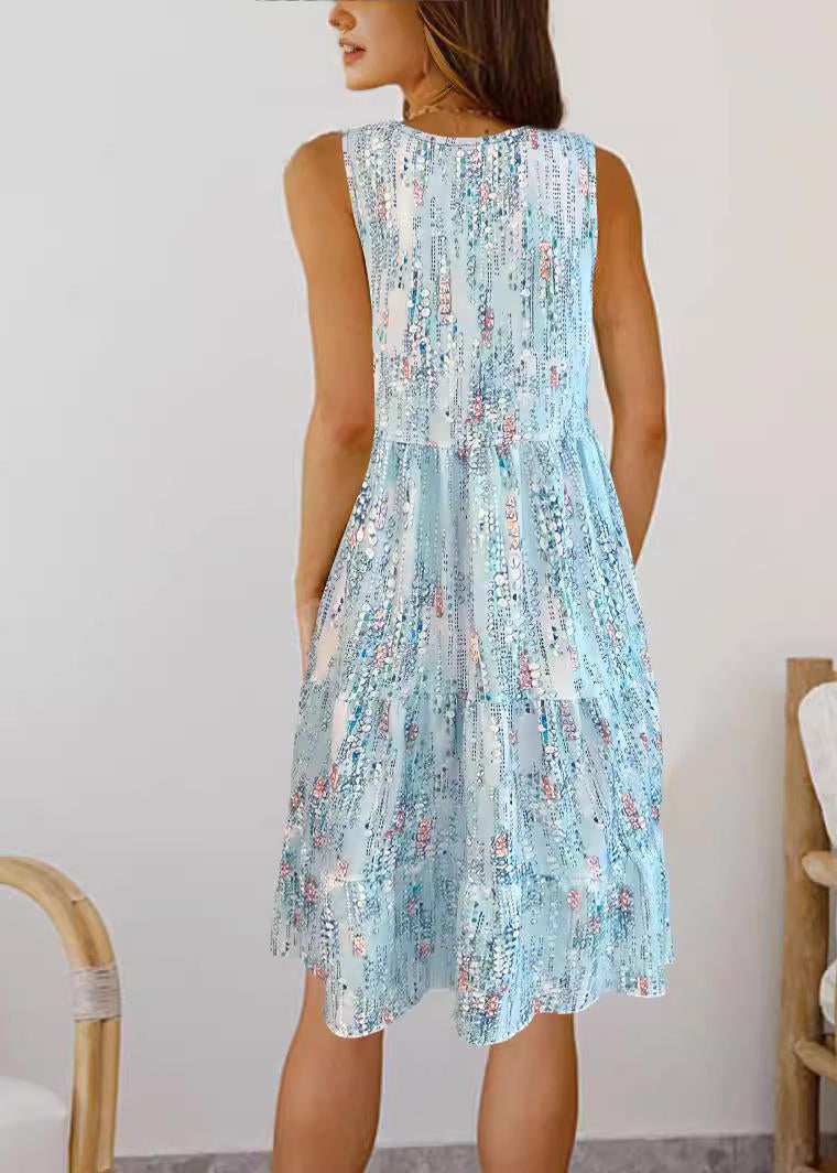 Women's Mid-Length Dress O-Neck Printed Casual 3
