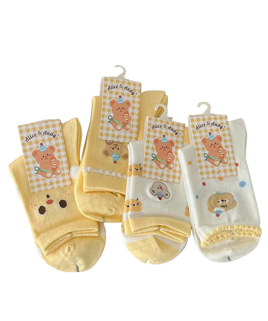 Women's Mid Calf Socks Cartoon Jacquard Playful Design 3