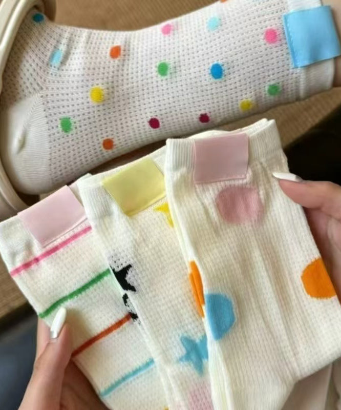 Women's Mid Calf Socks Colored Dot Pattern 0