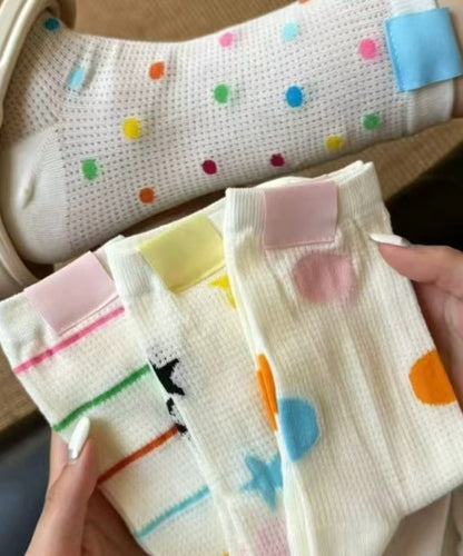 Women's Mid Calf Socks Colored Dot Pattern 0