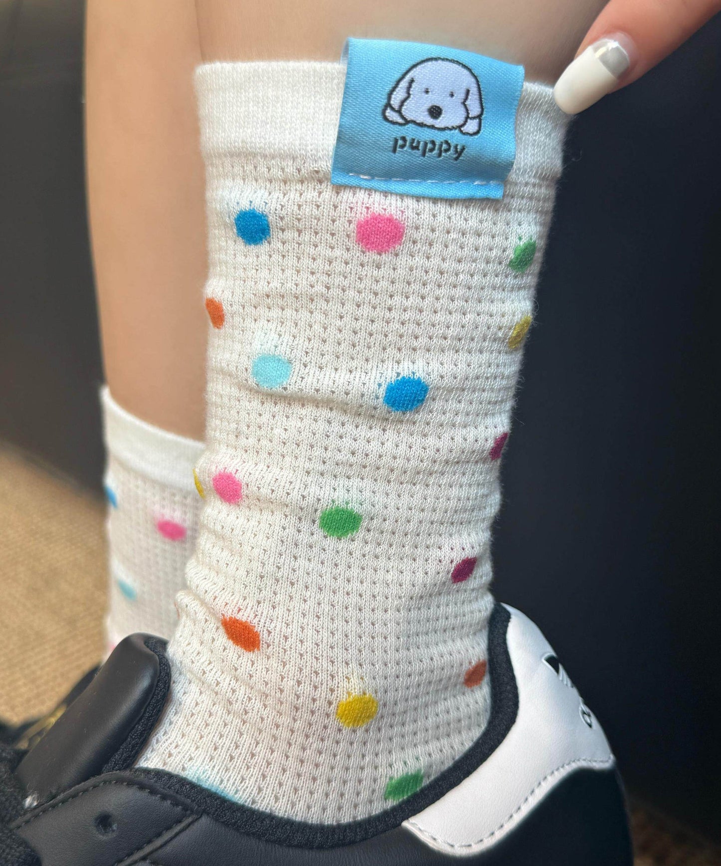 Women's Mid Calf Socks Colored Dot Pattern 1