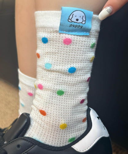 Women's Mid Calf Socks Colored Dot Pattern 1