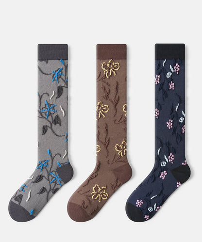 Women's Mid Calf Socks Jacquard Patchwork Style 3
