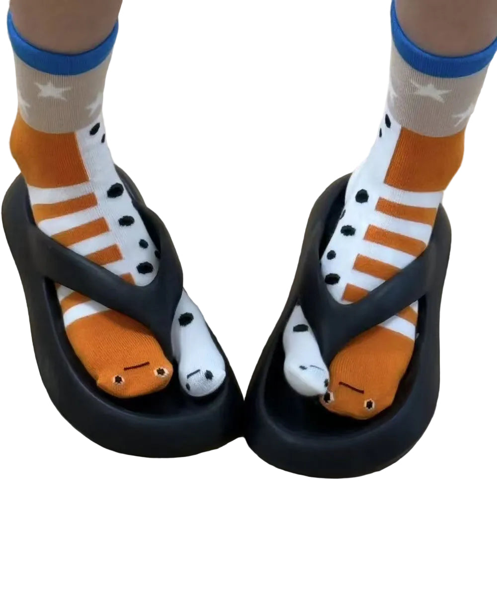 Women's Mid Calf Socks Jacquard Split Toe 0