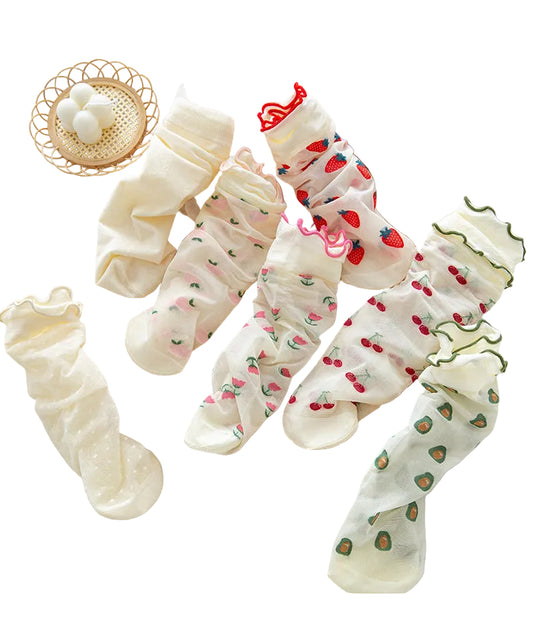 Women's Mid Calf Socks Lace Design Breathable 1