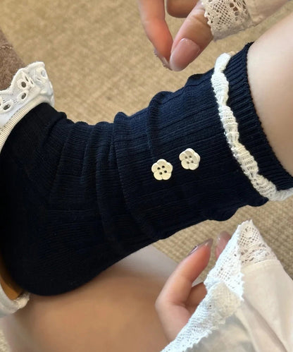 Women's Mid Calf Socks with Button Detail 1