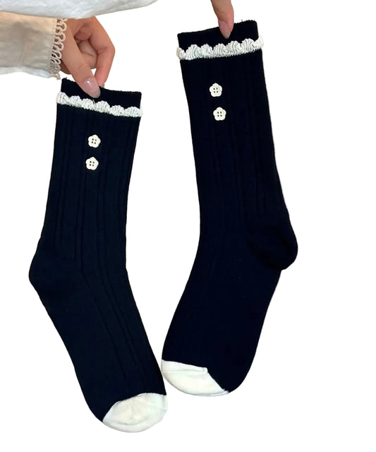 Women's Mid Calf Socks with Button Detail 4