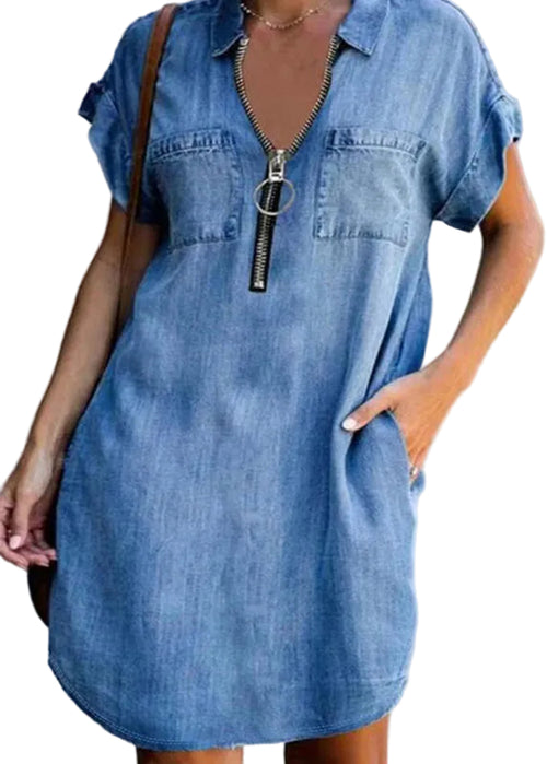 Women's Mid Dress Casual Patchwork Peter Pan Collar Short Sleeve 0