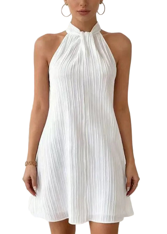 Women's Mid Dress Halter Cold Shoulder Summer Style 1