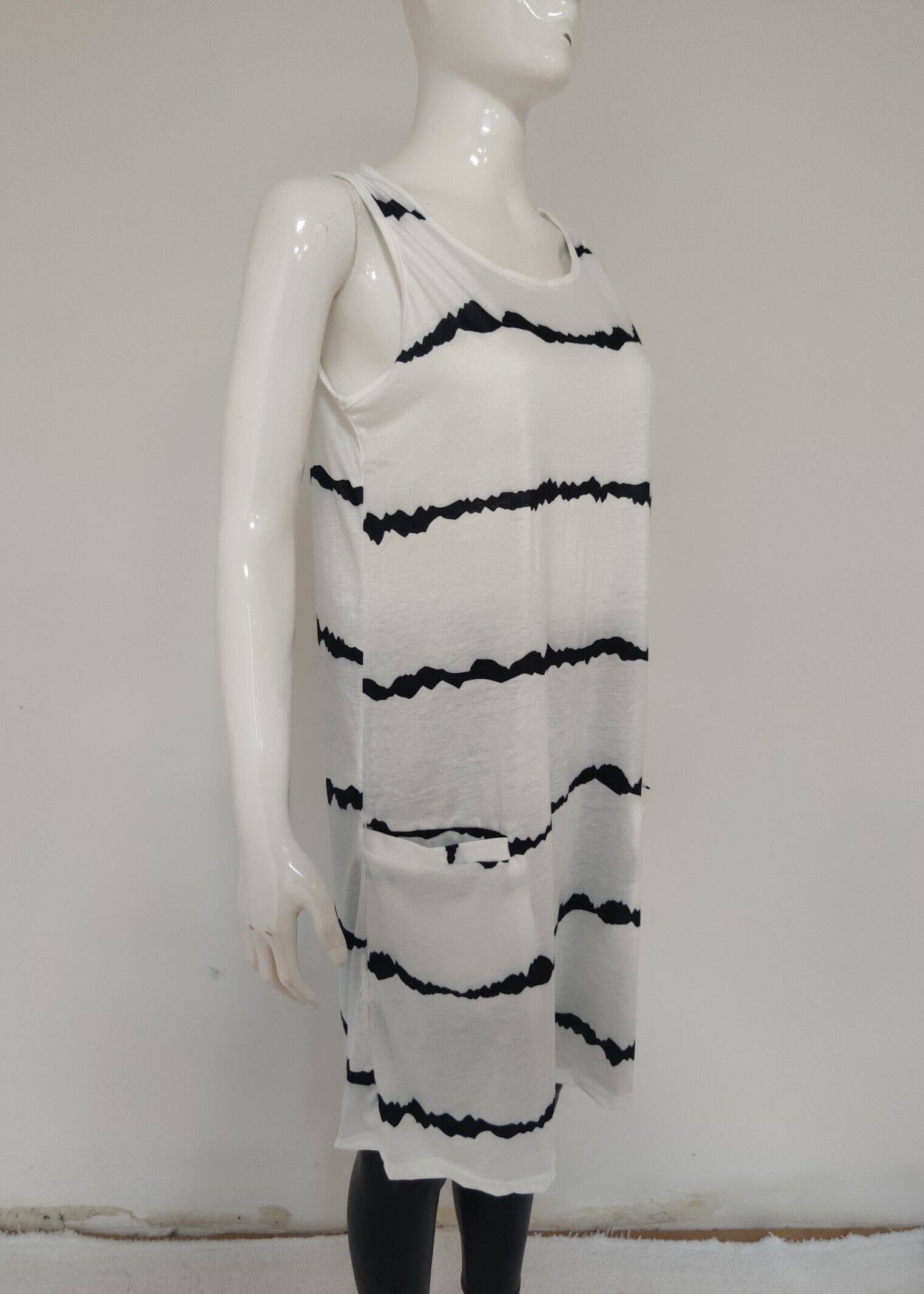 Women's Mid Dress Loose Fit Striped with Pockets 3