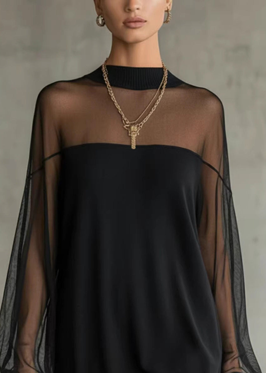 Women's Mid Dress O-Neck Patchwork Style 1