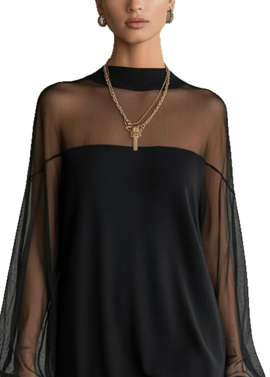 Women's Mid Dress O-Neck Patchwork Style 4