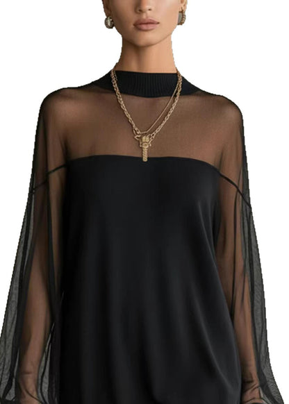 Women's Mid Dress O-Neck Patchwork Style 4