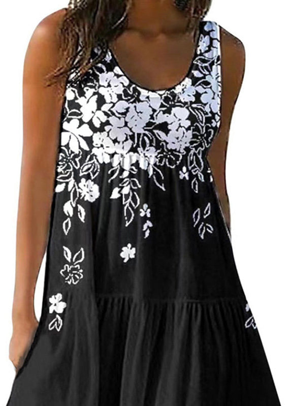 Women's Mid Dress O-Neck Printed Holiday Style 2