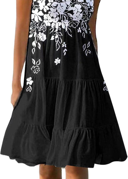 Women's Mid Dress O-Neck Printed Holiday Style 4