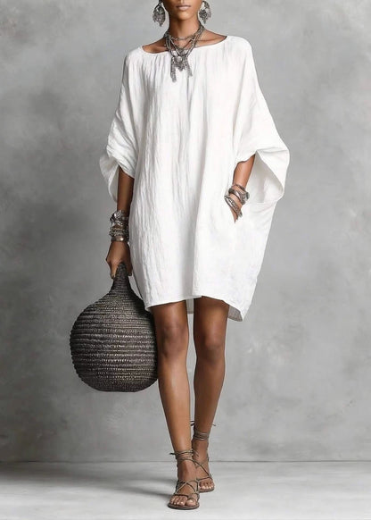 Women's Mid Dress Oversized Batwing Sleeve Casual Style 2