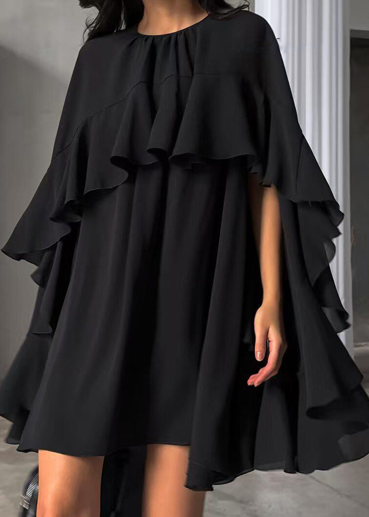 Women's Mid Dress Ruffled Half Sleeve Plus Size 2